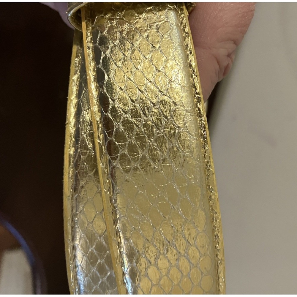 Genuine Snake Skin Belt Gold Frog‎ Buckle Size M/L NEW Unique Statement - Picture 3 of 4